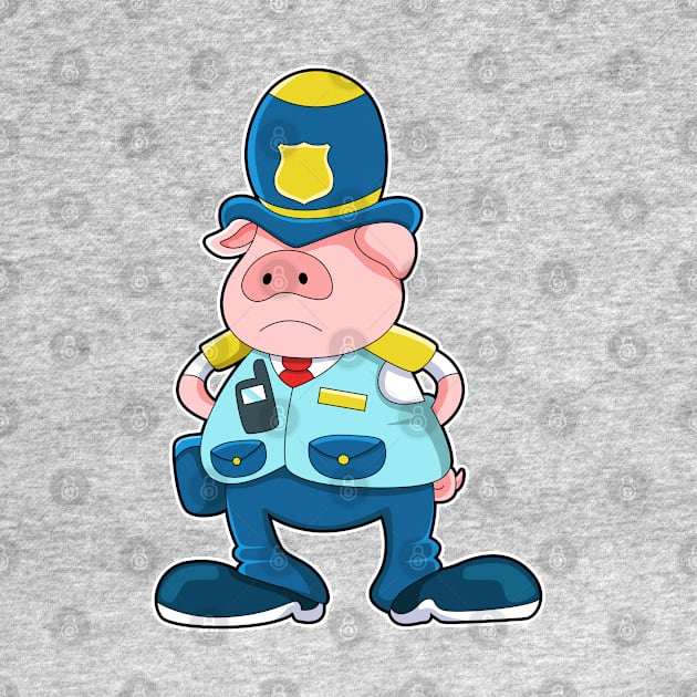 Pig as Police officer with Police Uniform & Hat by Markus Schnabel